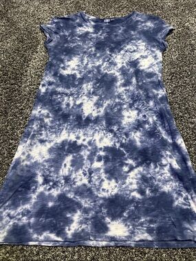 GAP Blue and White Tie-Dye T-Shirt Dress